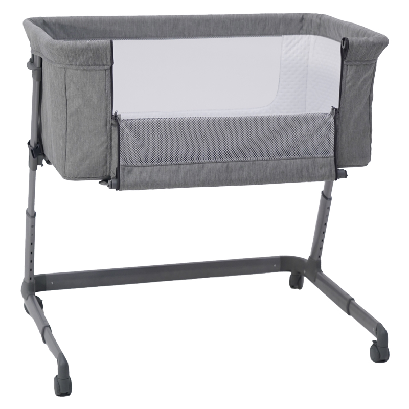 Adjustable height baby crib beds, 4 wheels with brakes