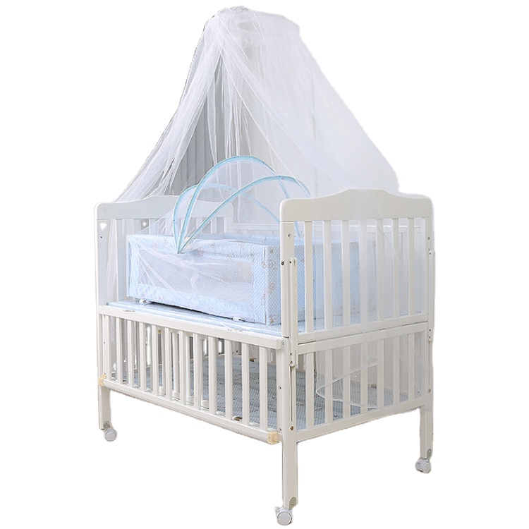 Convertible baby wood bed with double floors
