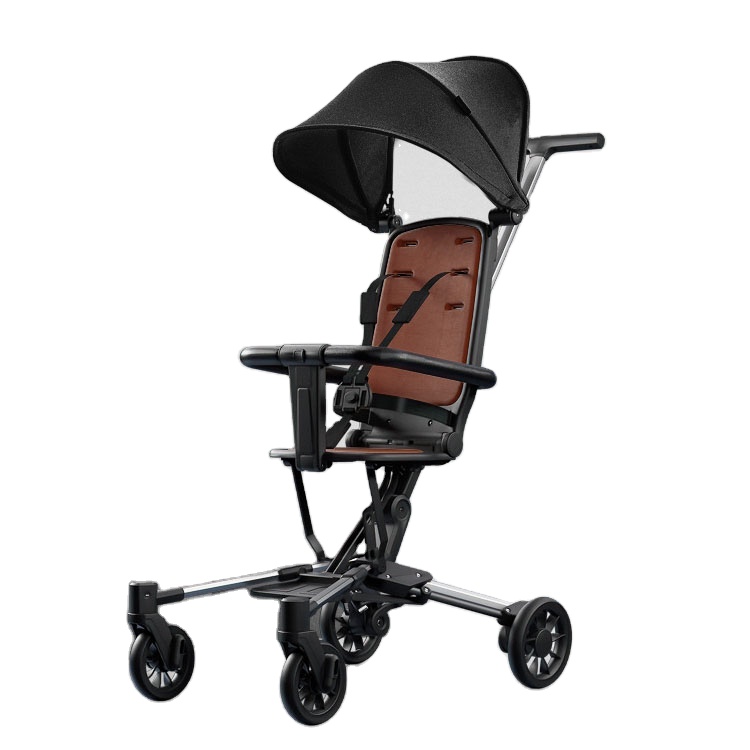 Aluminum folding baby stroller with 4 shock absorption wheels