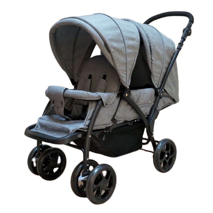 Adjustable foldable baby twin stroller, double baby prams