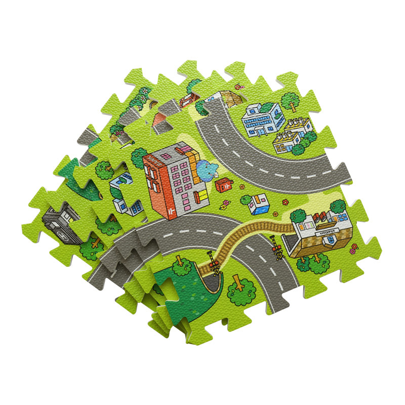 Children's stitching foam floor mat with traffic route