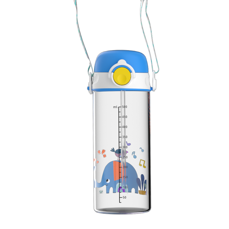 Plastic Water Bottle For Children, Leak-Proof Straw Kids Cup